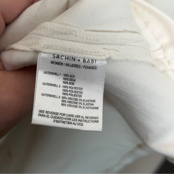 ANTHROPOLOGIE x SACHIN + BABI NOIR Tuxedo Silk Dress Black Ruffle Sz 8 {3A48} - Picture 7 of 7